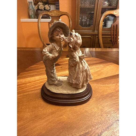 Boy & Girl Kissing Figurine 7 3/4"H x 6"W x6"W Multicolor - Picture 11 of 14